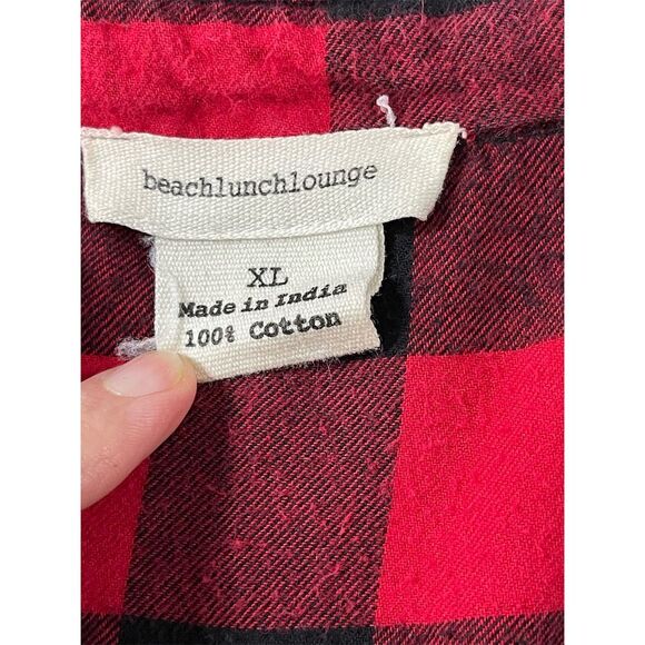 Beachlunchlounge Women's XL Red Plaid Button-Up Long Sleeve Shirt - Picture 5 of 9